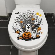 （WHAT） 1PC Ghosts And Pumpkins Bathroom Toilet Cover Stickers Self-Adhesive Toilet Tank Stickers Spo