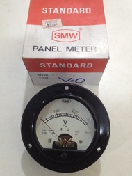 หน้าปัด วัดความต่างศักย์ไฟฟ้า โวลย์มิเตอร์ แบบกลม Volt Meter Standard SMW Panel meter Model 65.300 ความกว้างหน้าปัดทั้งหมด 8.34 cm.