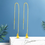 Imitation 24k Gold Tassel Earrings Female Long Simple Earrings Sand Gold Classy Earrings Live Decora