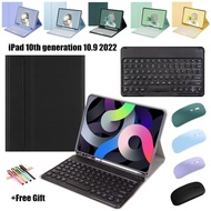 For iPad 10th Generation 10.9 inch 2022  Wilress Removable Pen Slot Tablet Bluetooth Keyboard Mouse With Case Cover