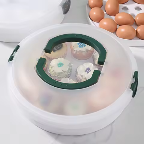 Convenient Cake Carrier Portable Buckle PP Cake Box Baking Packaging Box with Handle Handy Cupcake H