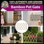 Natural Bamboo Pet Gate - Retractable Barrier for Dogs Accordion Pet Gate Space-Saving Design
