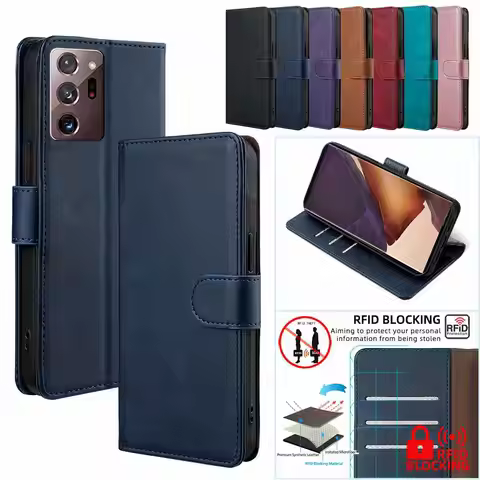 RFID Book Style Shockproof Wallet Cover For Samsung Galaxy Note 20 Ultra Note 10 20 Plus 10 9 8 Pro