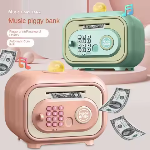 Password Lock Bank Safe Box Money Box Fingerprint Children Money Boxes Safe Box Durable ATM Savings 