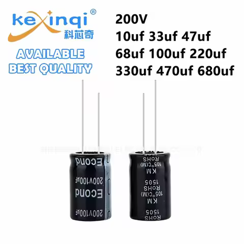 (1-20pcs)200V Electrolytic Capacitor 10uf/47uff/100uf/220uf/68uf/330uf/33uf/470uf/680uf Aluminum