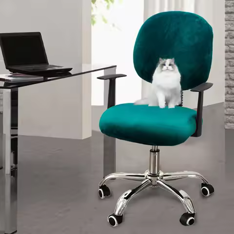 Covers for A 2-piece Computer Chairs Swivel Office Chair Cover with Armrests Velvet Office Chair Cov