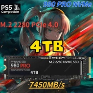 100% Original SSD 980PRO 8TB 4TB 2TB NVMe 2.0 M.2 2280 PCIe 4.0ภายใน Solid State Disk สำหรับเดสก์ท็อป PS5แล็ปท็อป PlayStation5 PC