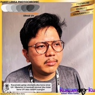 Men's Aviator Flexible Unisex Round Wide Lens Normal Minus Photochromic Bluecromic Glasses