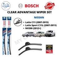 BOSCH Clear Advantage U Hook Wiper Set Nissan NV200 (2012+) / Latio C11 (2007-2015) / Latio Sport C1