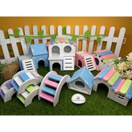 Hamster House Three Platform Jumping Deck wood / Hamster Hideout Bungalow / Sleeping Nest Pet House Toy &amp; Accessory