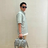 Dior 灰色鑽石菱格紋Lingot 26 26×14.5×15.5cm 98新配件塵袋