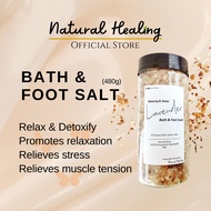 NATURAL HEALING Bath Spa Foot Soak Lavender Essential Oil Himalayan Salt Epsom Salt Bath Salt Rendaman hilang bau stress