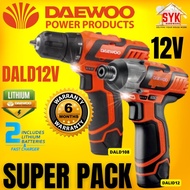 SYK DAEWOO 12V Cordless Super Pack DALD12V (Lithium Drill DALD108 + Impact Driver DALID12) 2pcs Batteries &amp; 1pcs Charger
