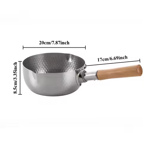 Coating Free Stainless Steel Yukihira Pan Wooden Handle Multi-purpose Cooking Pot Household Noodle M