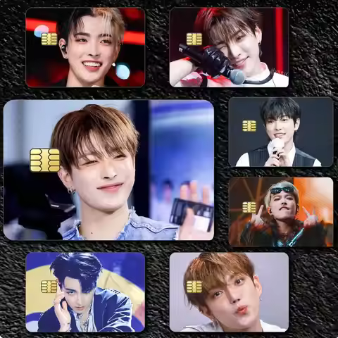 ATEEZ K-Kim Hongjoong san 4pcs 1Set Card Stickers Small Waterproof Chip 4PCS Card Sticker Anti-Scrat