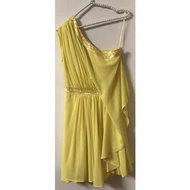 🉐️特價🉐️設計師品牌黃淑琦110斜肩黃色洋裝小禮服