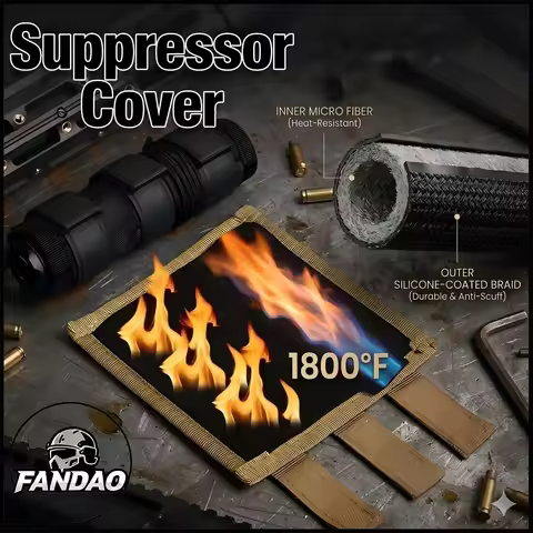 Tactical Suppressor Cover 4/5/6/7/9 Inch Silicon Lining Heat Shield Sleeve Burnproof Microfiber for 