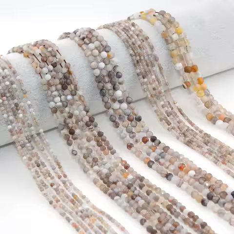 Natural Botswana Agate Faceted Round / Cube Beads 2mm,3mm,4mm for Jewelry Making Diy Necklace Bracel
