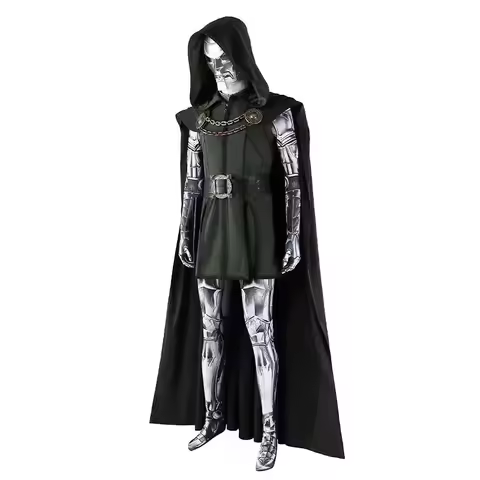 Doctor Doom Cosplay Costumes Jumpsuit Cloak Mask Anime Role Play Uniform Halloween Party Outfit tu.3