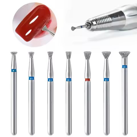 7Pcs/Set Diamond Nail Drill Bit Cuticle Clean Remove Glue Overflow Nail Edge Trimming Tool Manicure 