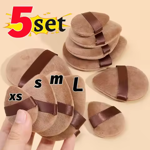 XS/S/M/L Velvet Cosmetic Powder Puff Super Soft Brown Dry Wet Use Mini Finger Puffs Professional Bea