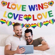 [READY STOCK] Lesbian Rainbow Bunting, Pride Day Paper Streamer LGBT Pride Flag Banner, Lesbian Flag