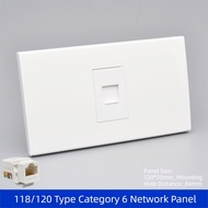 118/120 Horizontal Long Wall Panel Single Port CAT6 RJ45 Punch Down Keystone Wall Socket T568A/B Wir