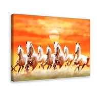 Seven Lucky Running White Horses Wall Art Animal Posters Canvas Poster Bedroom Decor Sports Landscap