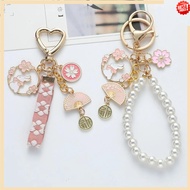 Cell Phone Charm Cute Rabbit Sakura Phone Chain Strap Kawaii Phone Accessory Girls Phone Case Lanyar