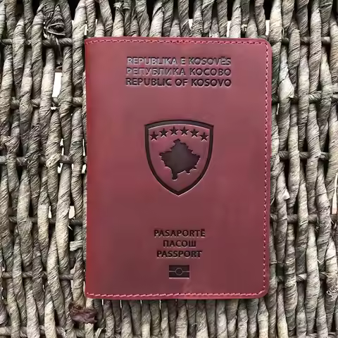 100% Genuine Leather Kosovo Passport Cover Kosovo Case for Passports Travel Passport Holder Full Gra