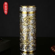 แก้วสแตนเลสชุบเงิน Pure Silver S999 แก้วดื่มน้ำแบบป้องกันความร้อนและกันความเย็น ลายมังกร 9 ลำตัว แก้