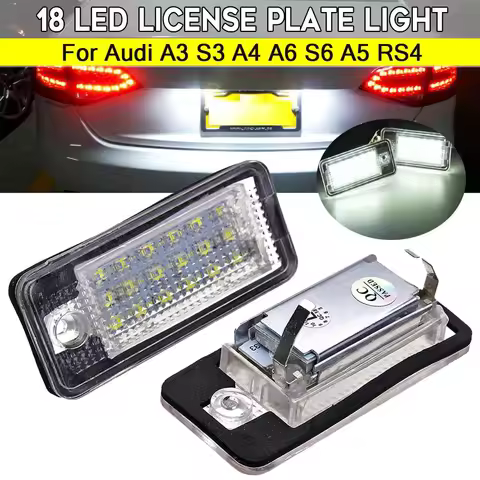 2PCS 12V 3.5W 18LED License Number Plate Light Error Free For Audi A3 S3 A4 A6 S6 A5 RS4 Car License