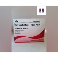 ♞,♘,♙,♟Ferrous Sulfate + Folic Acid (Ferlum Plus) 186mg/400mcg Caps 100s