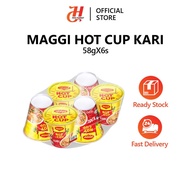 Maggi Hot Cup Kari 58gX6Cups/ Bundle/ Instant Noodle/ Cup Maggi/ Ready Stock/ Fast Delivery/ Hot Cup