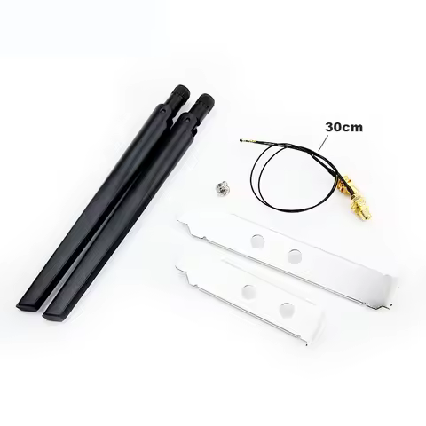 2x6DBi RP-SMA External Antenna Set With MHF4 Extension Cable 2.4GHz 5GHz Dual Band For M.2 Wifi Card