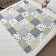 711BYWZL Pure Cotton Bed Cover Small Size Pastoral Style Machine Washable Plaid Printing Dedicated D