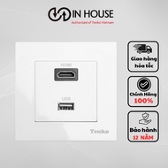 Tenko TK-TT-76 HMDI and USB In-Wall Socket with White Acrylic Surface