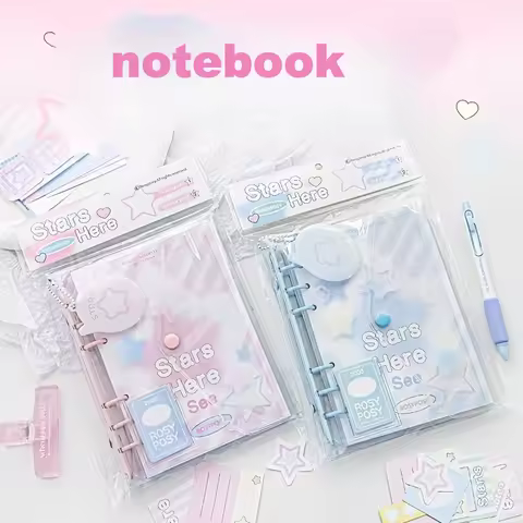 Cute Celestial Star Notebook Envelope Style Binder 96 Sheets Page Stickers Hanging Charms Aesthetic