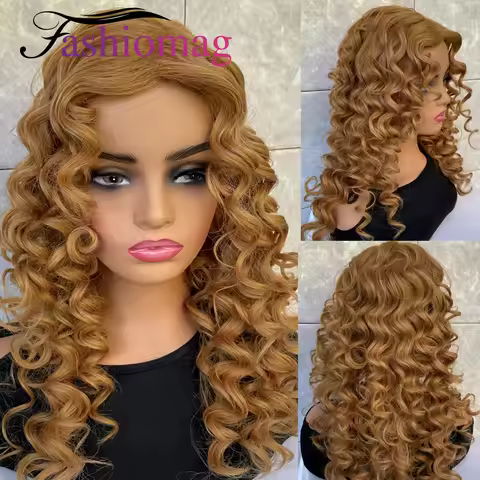 Fashiomag Long Wavy Natural Auburn Brown Heat Resistant Fiber Synthetic Hair Wigs Women Soft Daily U