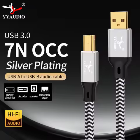 Hifi USB DAC Cable High Quality 7N OCC Silver Plating Type A to Type B Hifi Data Audio Digital Cable