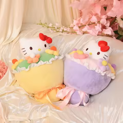 Copyright Hello Kitty Plush Dolls Stuffed Animals Fluffy Bouquets Soft Pillow Christmas Birthday Chr