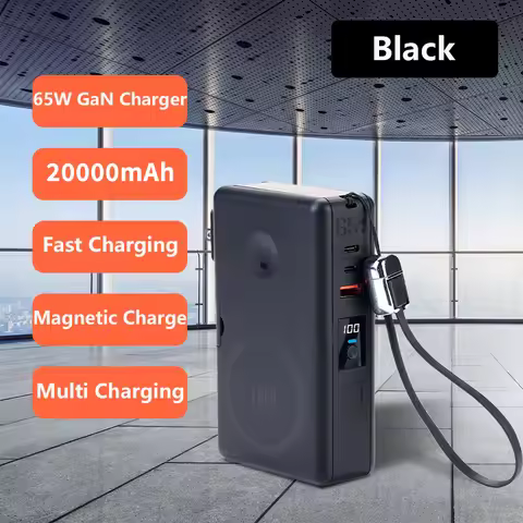 6 IN 1 Magnetic Wireless Power Bank 65W GaN Charger Qi2 Fast Charging Powerbank for iPhone 16 iWatch
