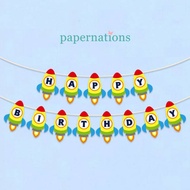 Happy Birthday Space Ship Banner Happy Birthday Rocket Banner/ Space Birthday Banner/