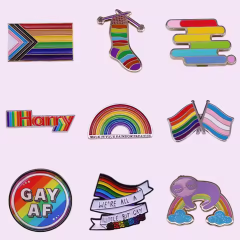 Rainbow LGBT TPWK Sunflower Enamel Pins Backpacks Lapel Collar Brooches Fashion Accessories Jewelry 