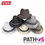 Plain Striped Cowboy Fedora Hat for Kids