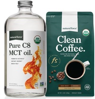 Natural Force Organic Ground Dark Roast Clean Coffee + Organic Pure C8 MCT Oil Bundle – 100% C8 MCTs