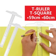 Plastic Acrylic T-Ruler (59cm/60cm) Double Sided Transparent Metric T Square Drawing Ruler /Pembaris