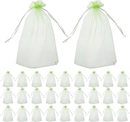 100pcs Reusable Green Mesh Fruit Protection Bags with Drawstring Closure for Fruit Trees Garden Nett