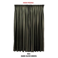 G11-DARK OLIVE GREEN Blackout Ready Made Curtain  Langsir Kain Tebal Siap Jahit { Free CangkukRing }
