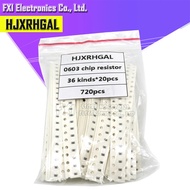 36valuesX20pcs=720pcs 0603 1ohm-10Mohm SMD Resistor Kit Assorted Kit 5% component diy samples kit ne